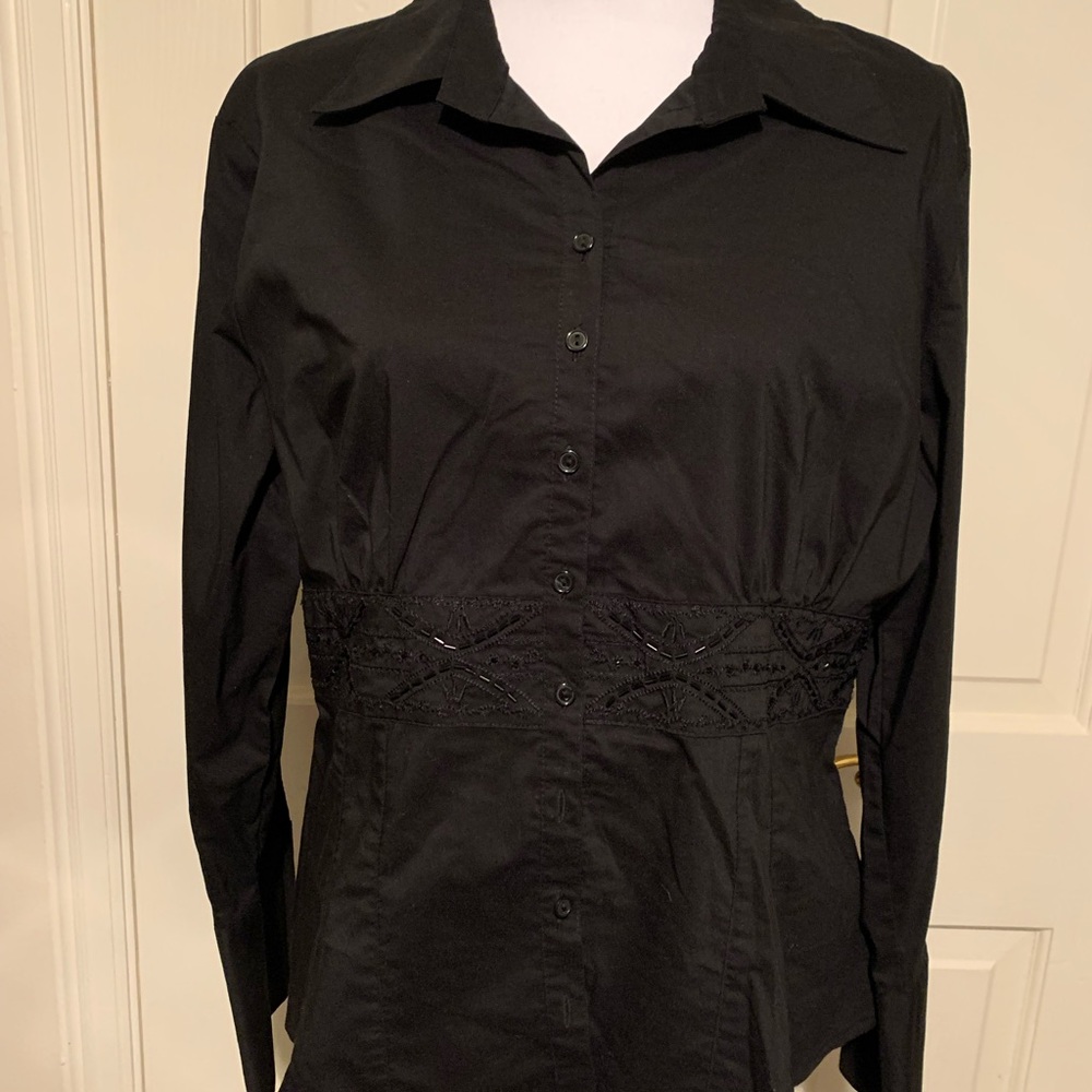 Beaded black blouse size 16